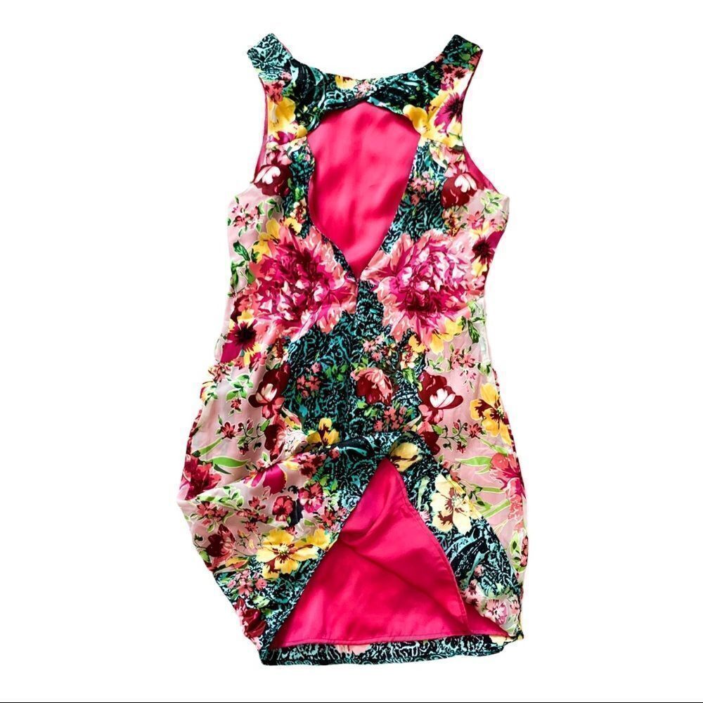 NWT Lavender Brown Floral Silk Shift Midi Dress - Picture 5 of 6
